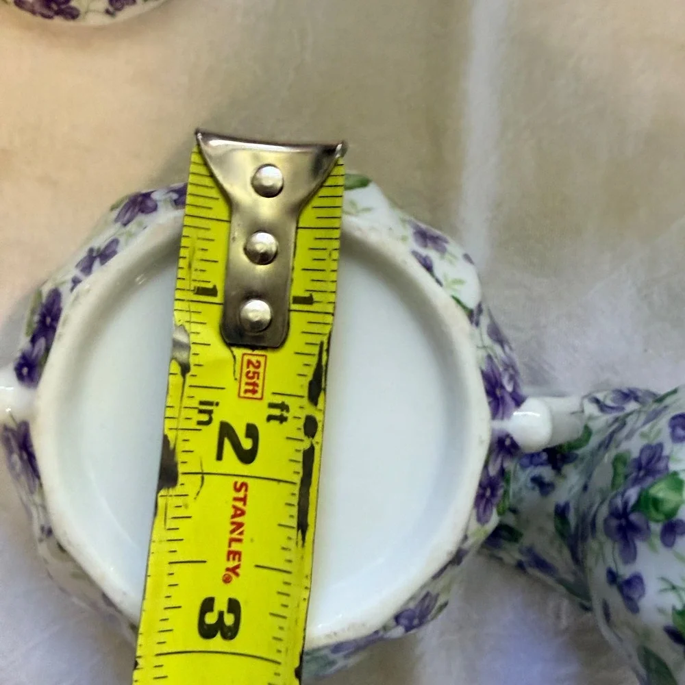 Lefton China Violets Sugar and Creamer Set 912V Vintage Hand Painted Gold Trim